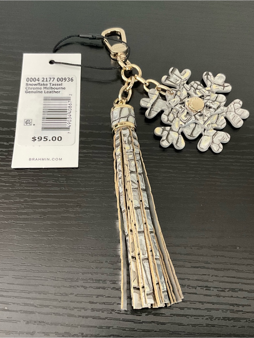 Brahmin Snowflake Tassel CHROME MELBOURNE 3-D Snowflake Purse Charm